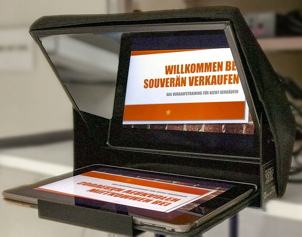 iPad Teleprompter mit gespiegelter PowerPoint-Präsentation